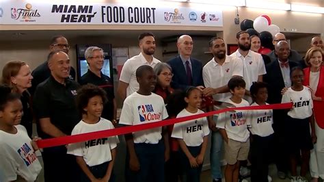 Miami Heat players take part in ribbon-cutting for refurbished kitchen, eating area at Overtown’s CARE Elementary