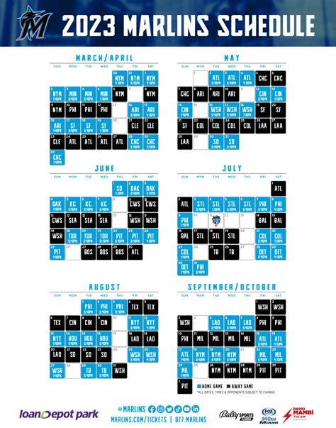 Miami Marlins Printable Schedule