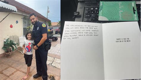 Miami Police officer hailed a hero for rescuing drowning child gifts him heartfelt card