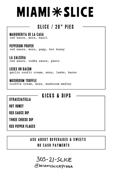 Miami slice menu. Things To Know About Miami slice menu. 