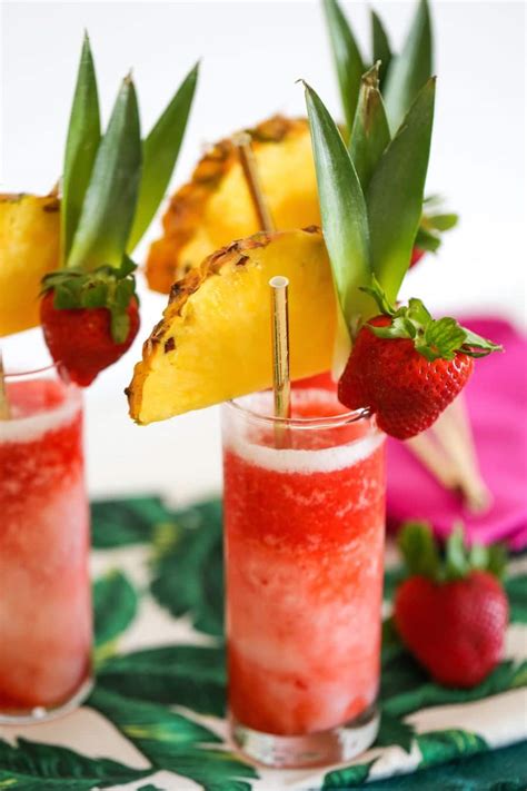 Miami vice recipe. Jul 7, 2023 · 1 ½ ounces white rum. 1 ½ ounces of aged rum. 1 cup chopped strawberries. ¾ ounce lime juice. ½ ounce simple syrup. 2 ounces cream of coconut. 2 ounces pineapple juice. Garnish: pineapple wedge.... 