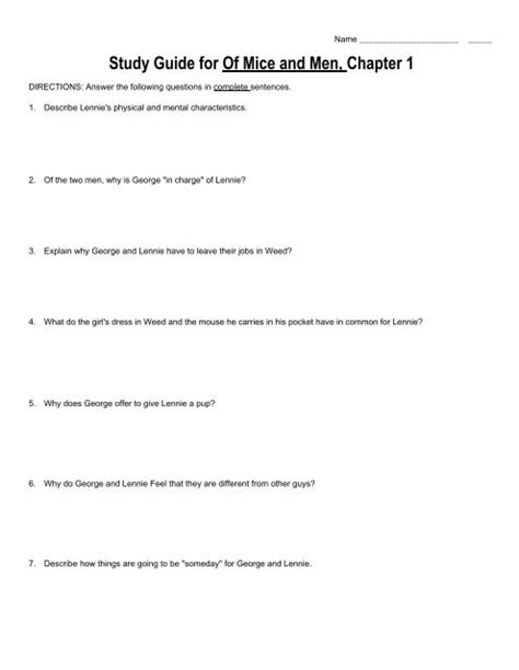 Mice and men chapter study guide questions. - The new tax guide for performers writers directors designers and.