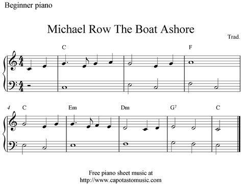 Michael Row The Boat Ashore Sheet Music Easy Piano Voice 60s …