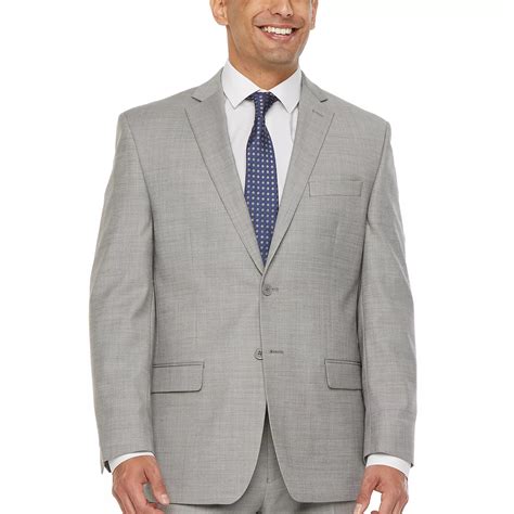 Michael Strahan Mens Gray Overcheck Flat Front 2 Pc Suit 46R