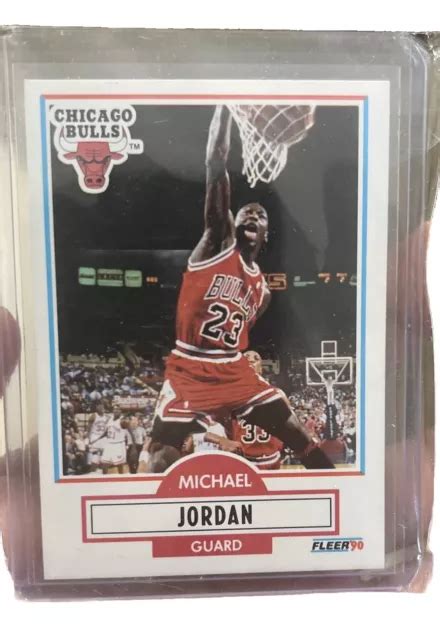 Michael jordan 1990 fleer card. 1990-91 Fleer #26 Michael Jordan Basketball Card Chicago Bulls. This is an original, authentic basketball card of Michael Jordan produced by Fleer in 1990. This is the error version in which the card is missing a horizontal black line on the back of the card about 1/3 of the way down. 