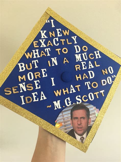 Michael scott graduation caps. Nov 10, 2018 - Explore Maddy W's board "The Office senior quotes" on Pinterest. See more ideas about senior quotes, the office, office quotes. 