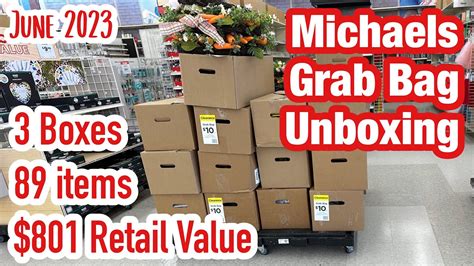 Michaels grab boxes 2023 schedule. Some Michaels Craft Stores do grab bag events, in which they'll box up much of their markdown items and have lots of bags or boxes available. While the … 