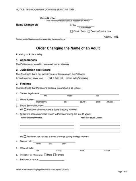 Michigan Adult Name Change Adult Name Change Form Fill Out and Sign