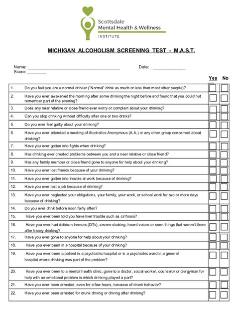 Michigan Alcohol Screening Test - MAST2