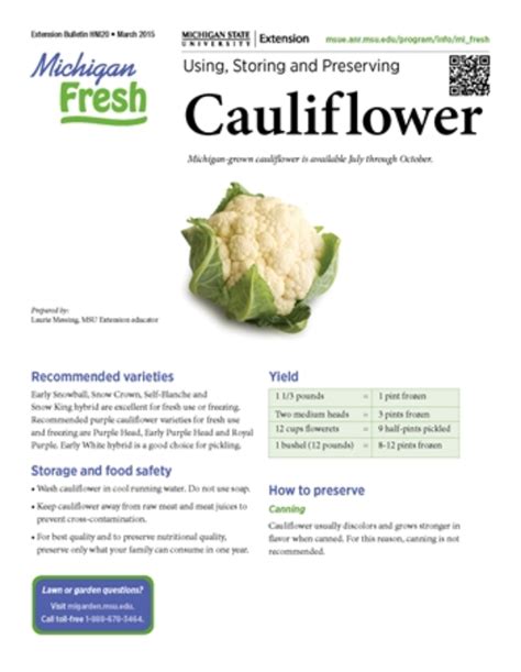 Michigan Fresh: Using, Storing, and Preserving Cauliflower (HNI20)