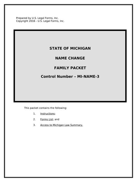 Michigan Name Change Instructions and Forms Package for a Minor