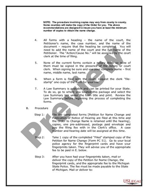 Michigan Name Change Instructions and Forms Package for a Minor How