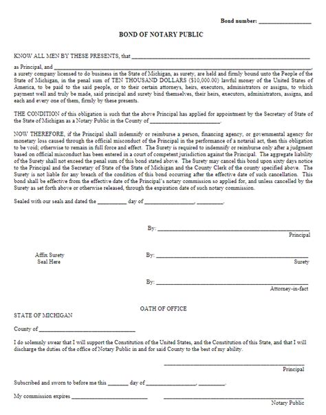 Michigan Notary Public Bond A Comprehensive Guide