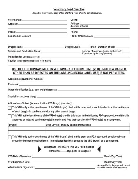 Michigan Veterinary Feed Directive Form Download Fillable PDF