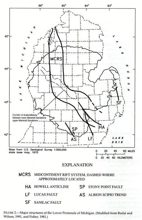TO ACCOMPANY MAP I-2696 GEOLOGIC MAP OF THE KEWEENAW PENINSULA AND ADJACENT AREA, MICHIGAN ... dipping Falls River thrust fault near L'Anse, Michigan. Metamorphism is weak and is within the chlorite zone as defined by James (1955). ... is beneath the Jacobsville and is indicated on the map by a dashed line in the southwestern quarter of the map.. 