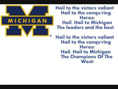 Michigan fight song lyrics. The state song of Michigan, The Great Lakes State.Lyrics in English:A song to thee, fair State of mine,Michigan, my Michigan;But greater song than this is th... 