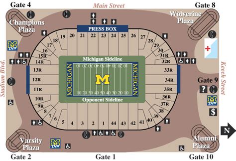 Michigan Stadium Seating Chart Details. Michigan Stadium is a top-notch venue located in Ann Arbor, MI. As many fans will attest to, Michigan Stadium is known to be one of the best places to catch live entertainment around town. The Michigan Stadium is known for hosting the Michigan Wolverines Football but other events have taken place here as ... .