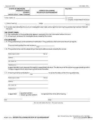Michigan guardianship forms.  a.  Review the information in the link to P...