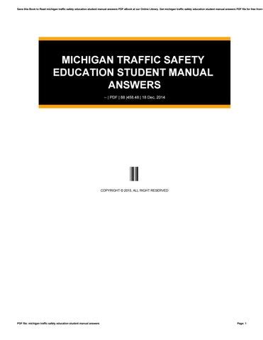 Michigan traffic safety education student manual answers. - Tourism examination guidelines grade 12 2014 gauteng.