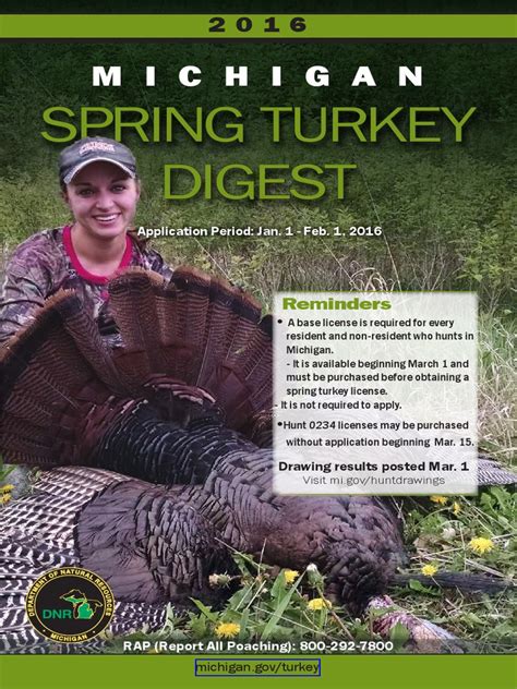 Michigan turkey digest. 2023 Spring Turkey Hunting Digest. 2023 HUNTING INFORMATION. 6. 2023 Spring Turkey Hunt Units. Private-land-only licenses. If I get a private-land-only license, are there any exceptions that allow hunting 