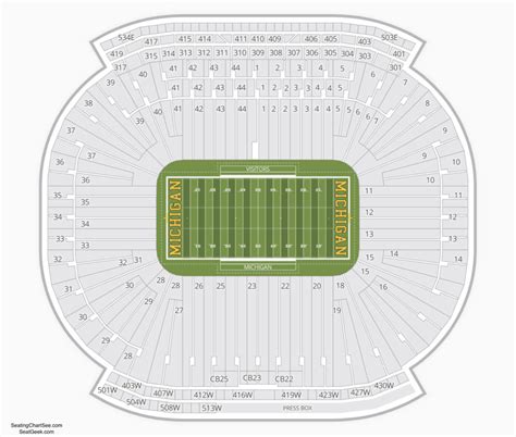 Section 9R Michigan Stadium seating views. See the view from Section 9R, read reviews and buy tickets. ... Interactive Seating Chart. Event Schedule. 30 Aug. 2024 Michigan Wolverines Football Season Tickets. Michigan Stadium - Ann Arbor, MI. Friday, August 30 at 12:55 PM. Tickets; 31 Aug.. 