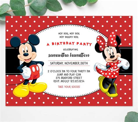 Mickey And Minnie Mouse Invitation Free Invitation Templates