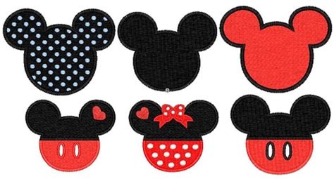 Mickey Mouse Ears Applique Machine Embroidery Digitized Design Pattern