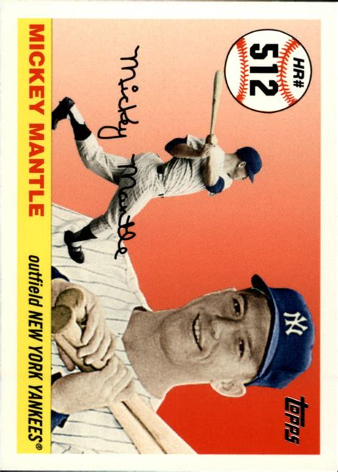 Mickey mantle topps 2006. 2008 Topps Mickey Mantle Story Tweet. Cards: Options . Checklist By Age Checklist By First Name Checklist By Last Name Printable View (HTML) Printable View (PDF) MMS46 : Mickey Mantle : New York Yankees : MMS47 : Mickey Mantle : New York Yankees : MMS48 : Mickey Mantle : New York Yankees : MMS49 : Mickey Mantle : New York … 
