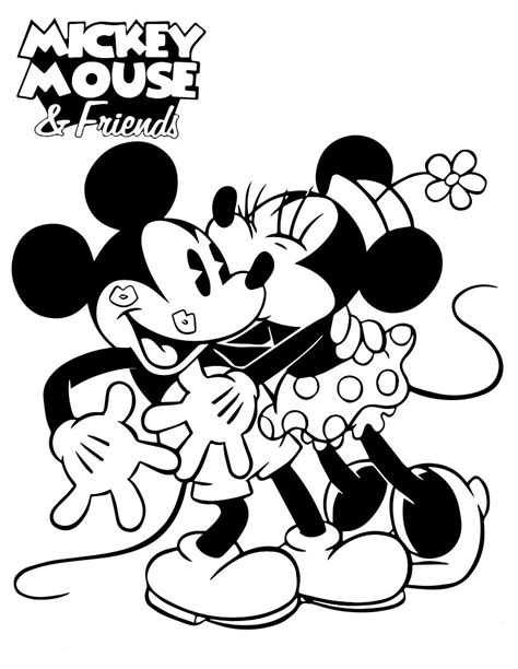 Mickey mouse and minnie mouse in love coloring pages - HelloKids