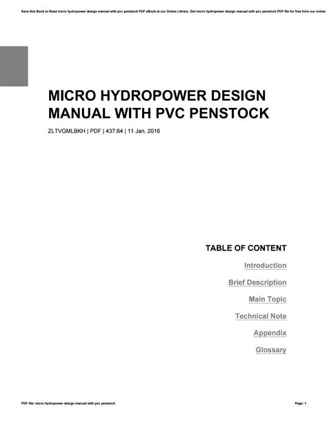 Micro hydropower design manual with pvc penstock. - Terex schaeff skl 811 series a betrieb reparaturanleitung.