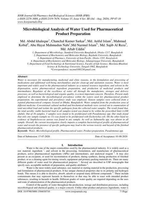 Microbiological analysis of water pdf.  Jan 1, 2013 · Current study attempted to an...