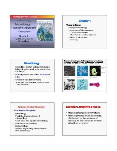 Microbiology A Systems Approach Chapter 1 Microbiology Scope of