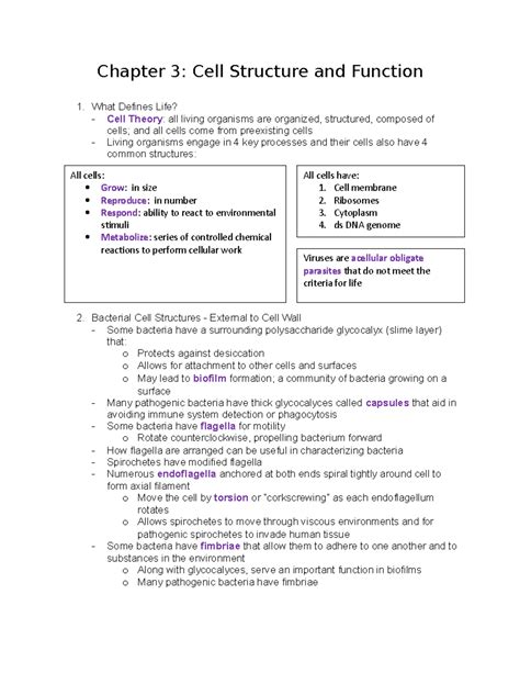 Microbiology Chapter 3 Chapter 3 Cell Structure and Function What