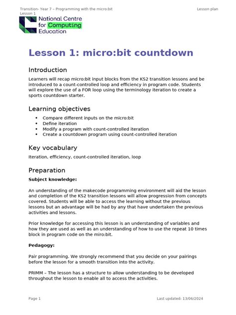 Microbit lesson plans pdf.  The document outlines a comprehensive curriculum...