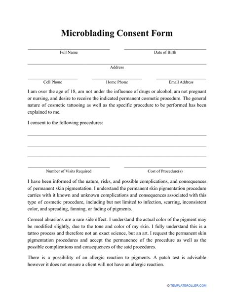 Microblading Consent PDF Printable PDF Download