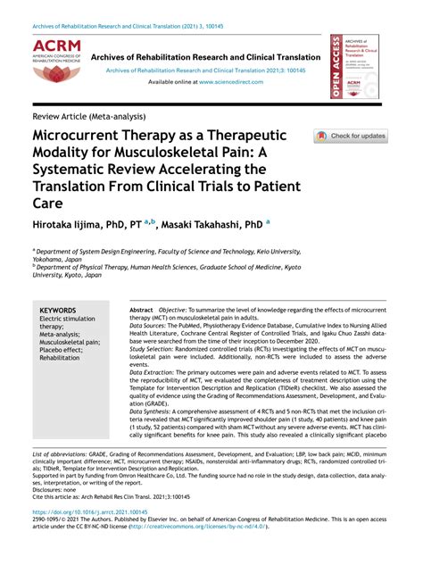 Microcurrent therapy research.  Application of microcurrent therapy in patient...