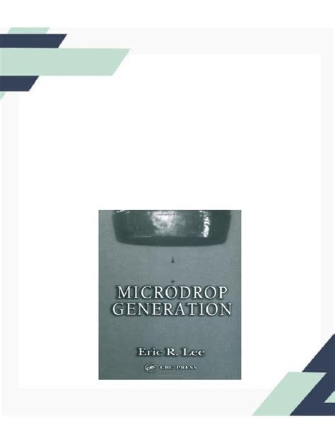 Microdrop Generation Nano And Microscience Engineering Technology And Medicine Series