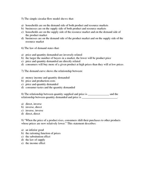Microeconomics Sample Practice Multiple Choice Questions Demand