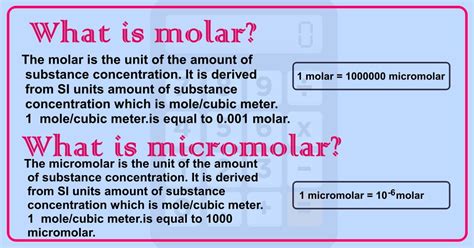 Molar and millimolar are both units of concentration. Mola