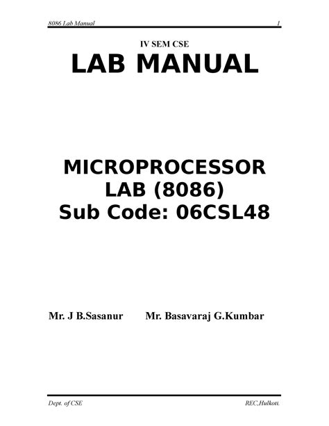 Microprocessor 8086 lab manual for cse. - Rca rt151 home theater system manual.