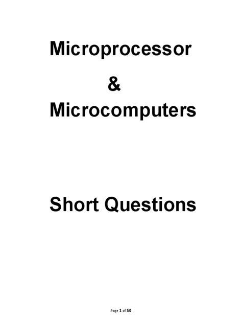 Microprocessor And Microcontroller Quiz Questions And Answers