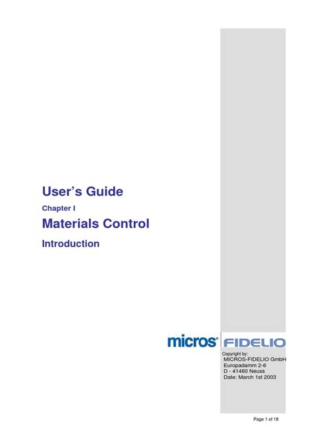 Micros fidelio materials control user guide. - Liperin rovasti anders josef europaeus, 1797-1870.