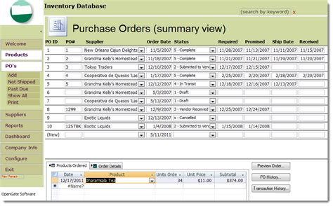 Microsoft Access 2007 Inventory Database Template