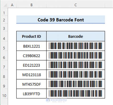 Microsoft Excel Code 39 Barcode Generator Riset