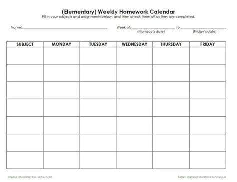 Microsoft Excel Templates 9+ Homework Calendar Excel Templates