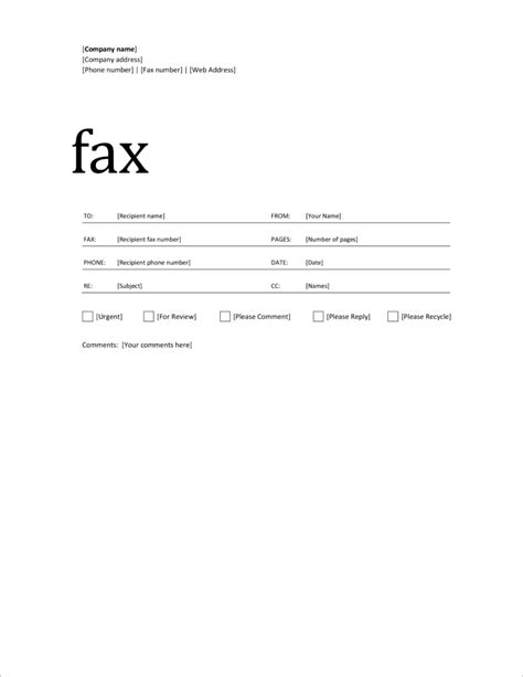 Microsoft Office Fax Cover Sheet Template DocTemplates