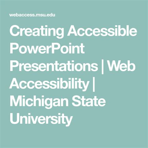Microsoft Powerpoint Accessibility Web Accessibility Michigan State University