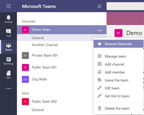 Microsoft Teams change: Favorite becomes Show, Remove Favorite…