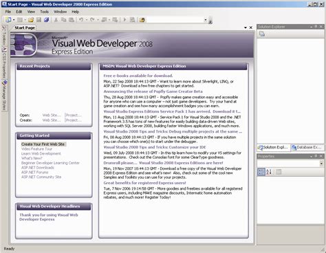 Microsoft Visual Web Developer 08 Express Free Download Freewarefiles Com Developer Tools Category