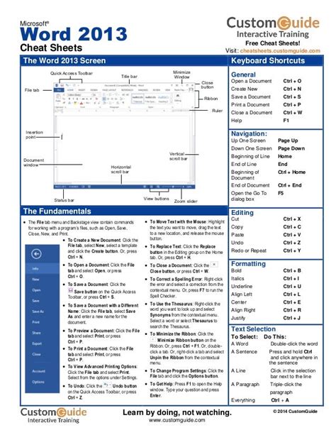 Microsoft Word Cheat Sheet Cheat Dumper